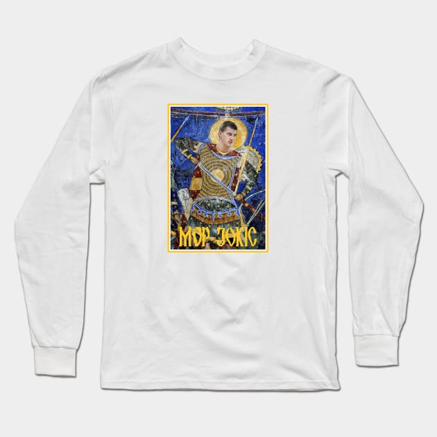 MVP Nikola Jokic As Holy Warrior on 14th century Serbian Orthodox Fresco Long Sleeve T-Shirt by vlada123